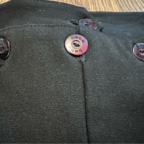 BEBE Vintage Bib Button Front Trouser Pants Size 4 Black 90’s Y2K Grunge - Picture 5 of 15